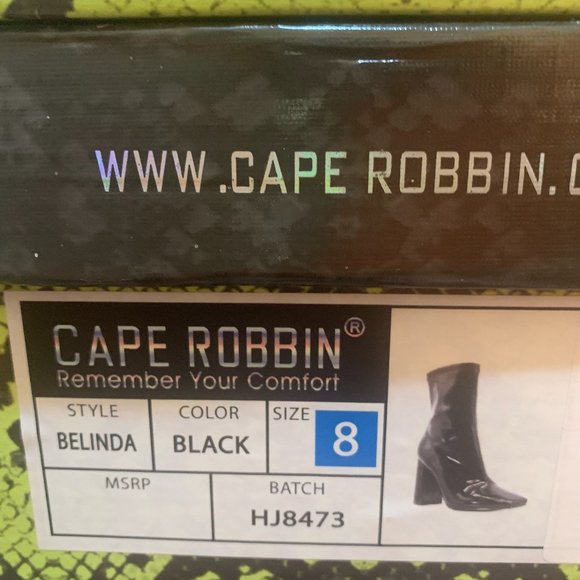 NWT CAPE ROBBIN BELINDA BLOCK HEEL SQUARE TOE BLACK ANKLE BOOTS 5.5 & 8‎ - Picture 8 of 11